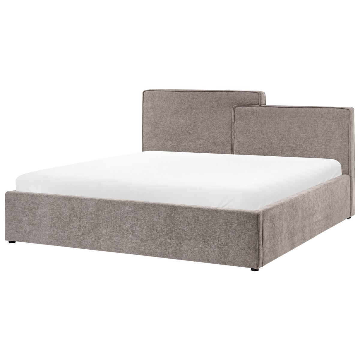 BETT mit Stauraum 180/200 cm Stoff Taupe Lagarde - Taupe, Textil (180/200cm) - Beliani