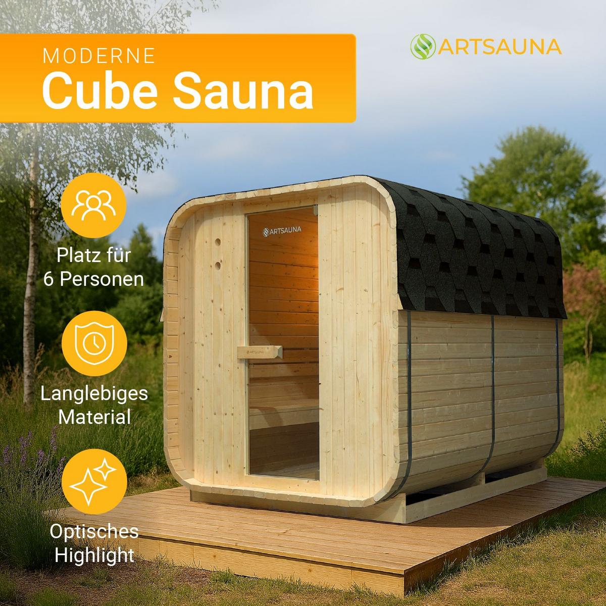 FASSSAUNA Nolvik XL inkl. Zubehör-Set - Naturfarben, Holz (185/194/220cm) - Artsauna