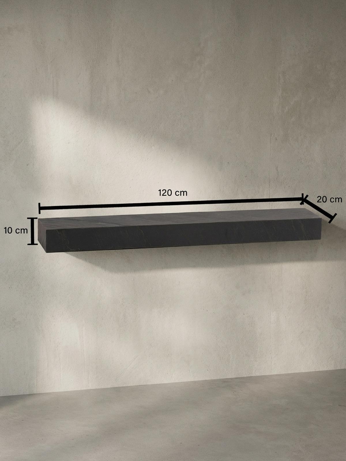 WANDREGAL Mango Massivholz Steinoptik Rechteckig Modern, Grau 120x20x10 cm - Grau, Holz (120/10/20cm) - KADIMA DESIGN