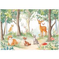 TAPETE Kinderzimmer Wald Tiere Vlies Fototapete 150x105 - Grün, Papier (150/105cm) - Wallarena