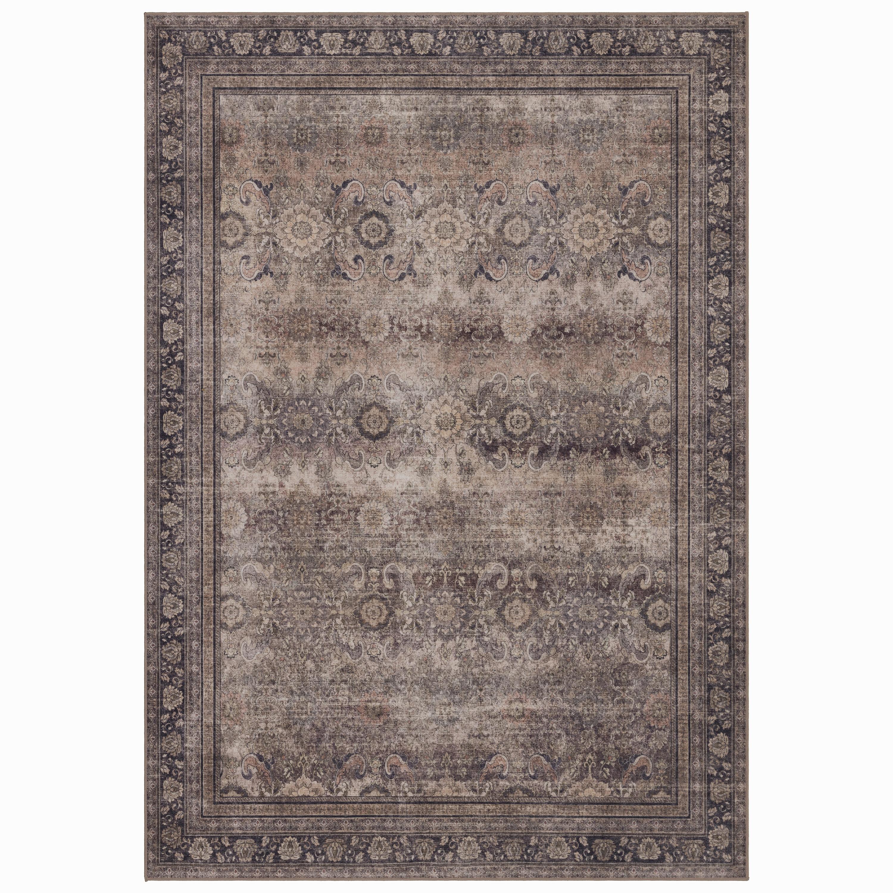 TEPPICH Kurzflor, waschbar, mit floralen Ornamenten, VERNANTE in Braun-Grau, 120 x 170 cm - Braun, Textil (120/170cm) - KADIMA DESIGN