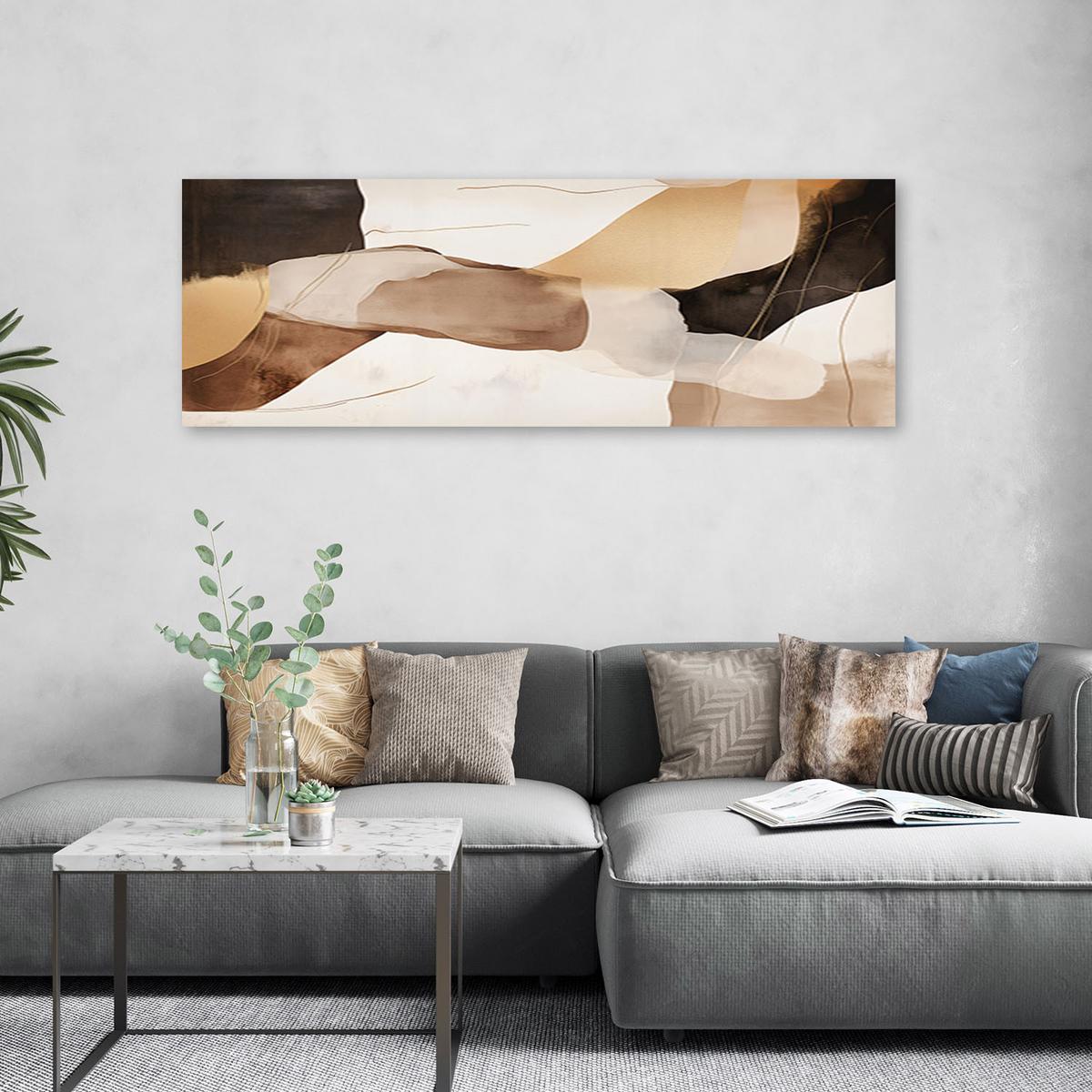 LEINWANDBILD Abstraktes Minimalismus Braun 120x40cm - Braun, Textil (120/40cm) - Feeby