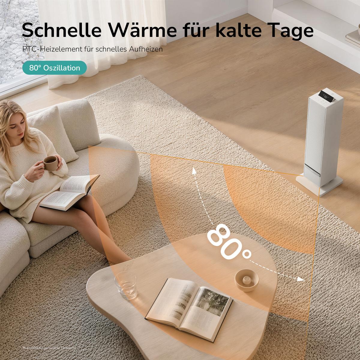 SÄULEN-HEIZLÜFTER mobil - Weiß, Keramik/Kunststoff (24/70/24cm) - EMKE