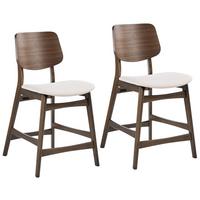 BARSTUHL 2er-Set Holz Cremeweiß/Braun Mayer - Weiß, Holz (54/96/62cm) - Beliani