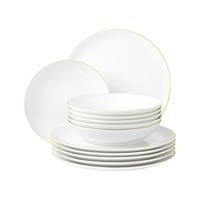TAFELSERVICE Liberty Goldrand weiß-gold 12-tlg. - Goldfarben/Weiß, Keramik (2/2/2cm) - Seltmann Weiden