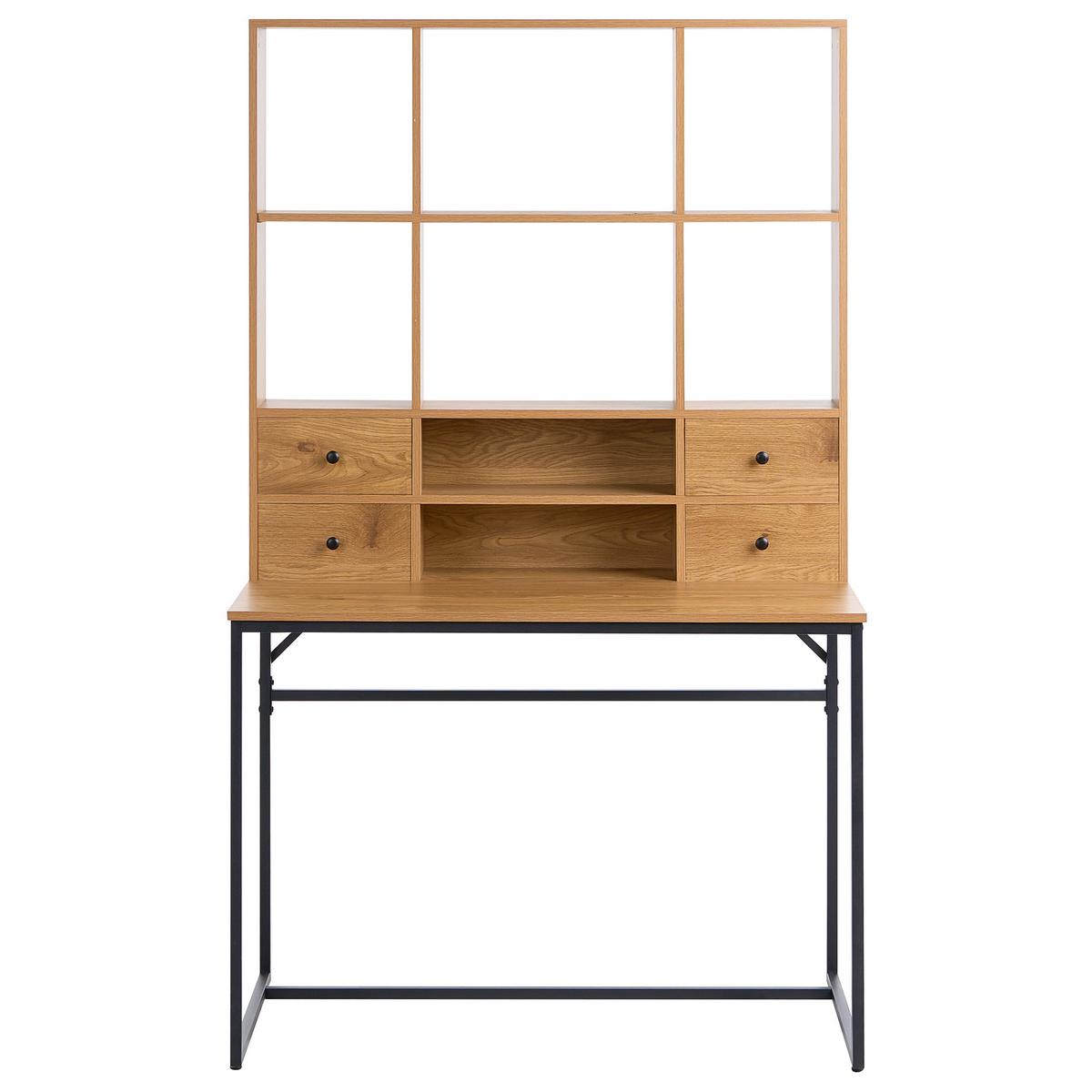SCHREIBTISCH Hellbraun 105/60 cm mit Fächern mit Schubladen Tavra - Hellbraun, Holzwerkstoff (60/105/173cm) - Beliani