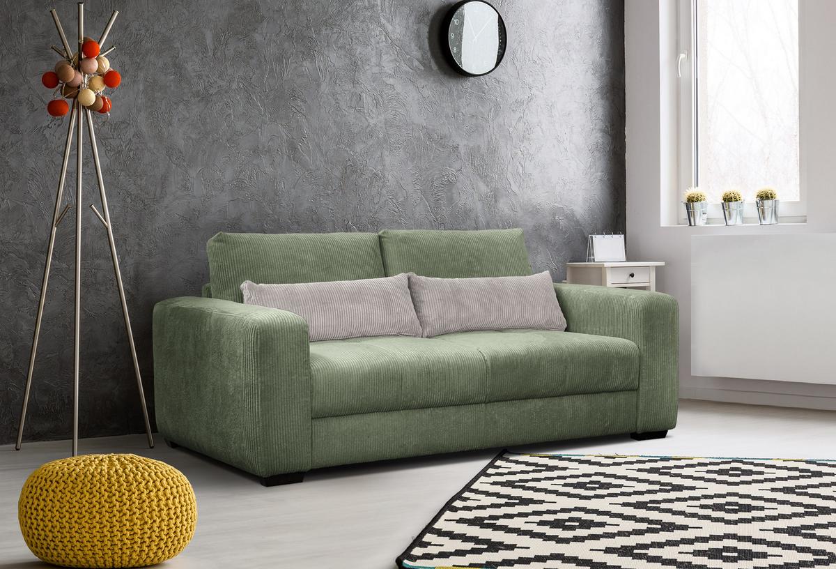 SOFA OLI 3-Sitzer, salbeigrün - Salbeigrün, Holz/Textil (208/91/108cm) - Wozimo