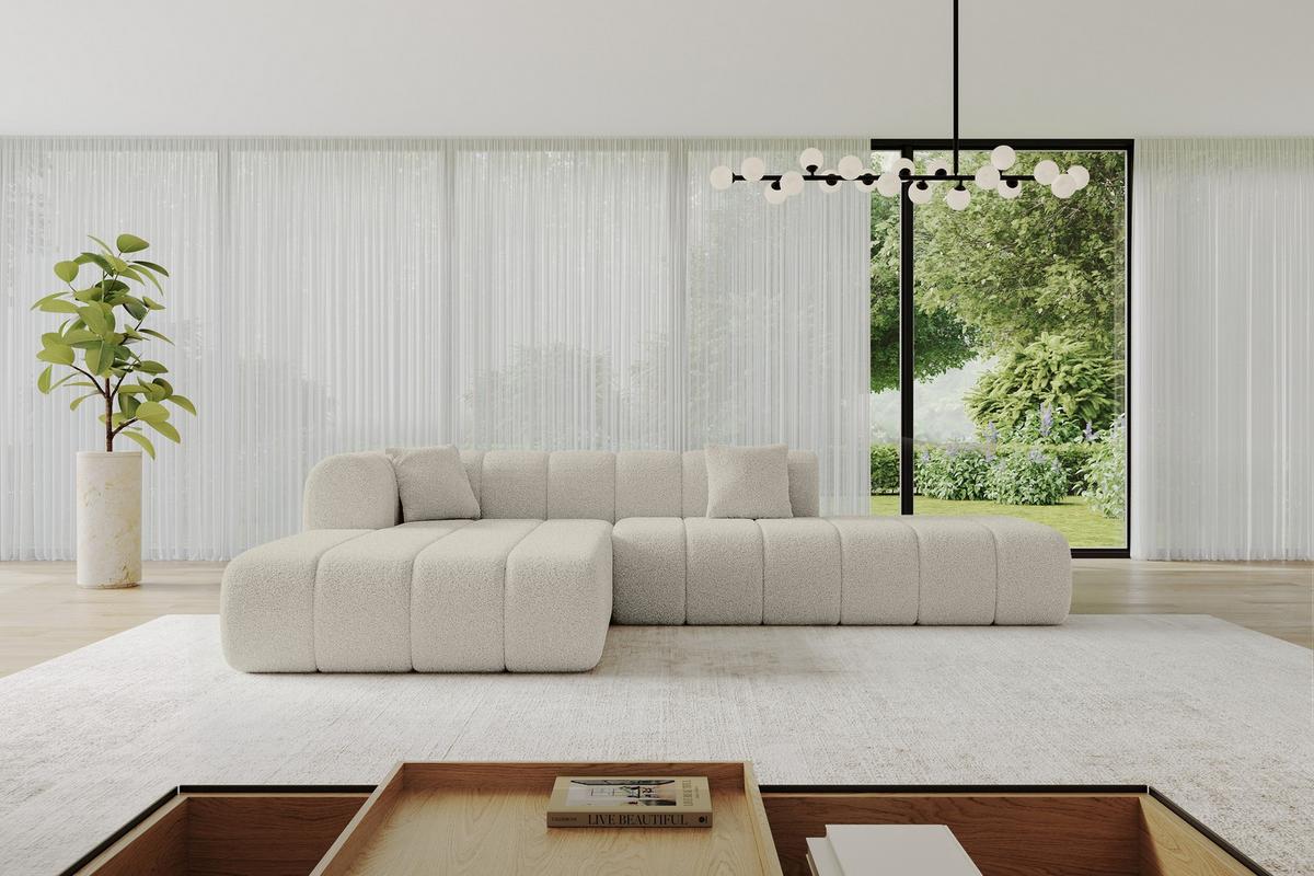 ECKSOFA Ottomane Links BILA-L 289x176x71 Beige Bouclé - Sandfarben/Beige, Holzwerkstoff/Kunststoff (176/289cm) - ALTDECOR