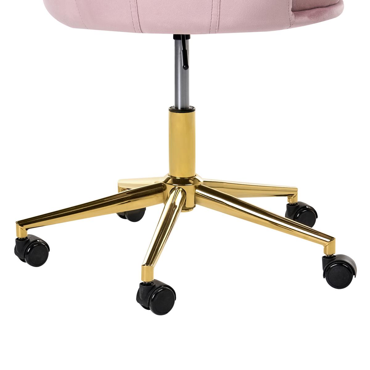 SCHREIBTISCHSTUHL Samtstoff Pastellrosa Velencia - Pink, Textil (64/85/60cm) - Beliani