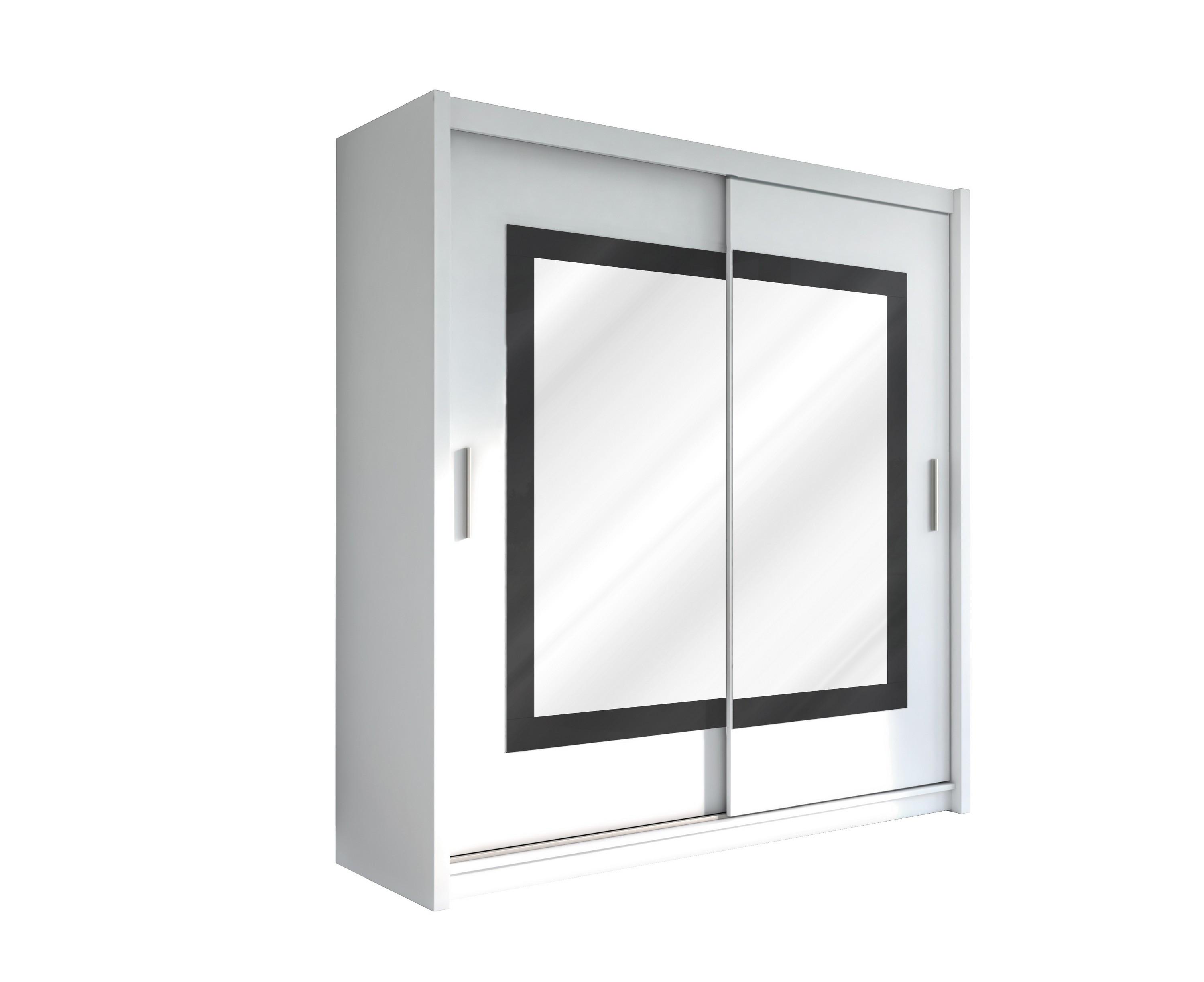 SCHWEBETÜRENSCHRANK KENNEN 203/215/61 cm 2-türig mit Spiegel Weiß - Weiß, Holzwerkstoff (203/215/61cm) - MASSENO