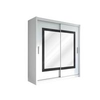 SCHWEBETÜRENSCHRANK KENNEN 203/215/61 cm 2-türig mit Spiegel Weiß - Weiß, Holzwerkstoff (203/215/61cm) - MASSENO