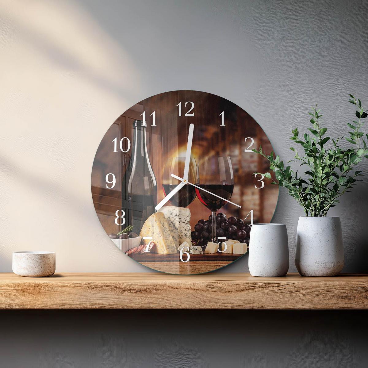 WANDUHR aus Glas Ø30 cm - Wein - Braun, Glas (30/30/0.4cm) - TULUP