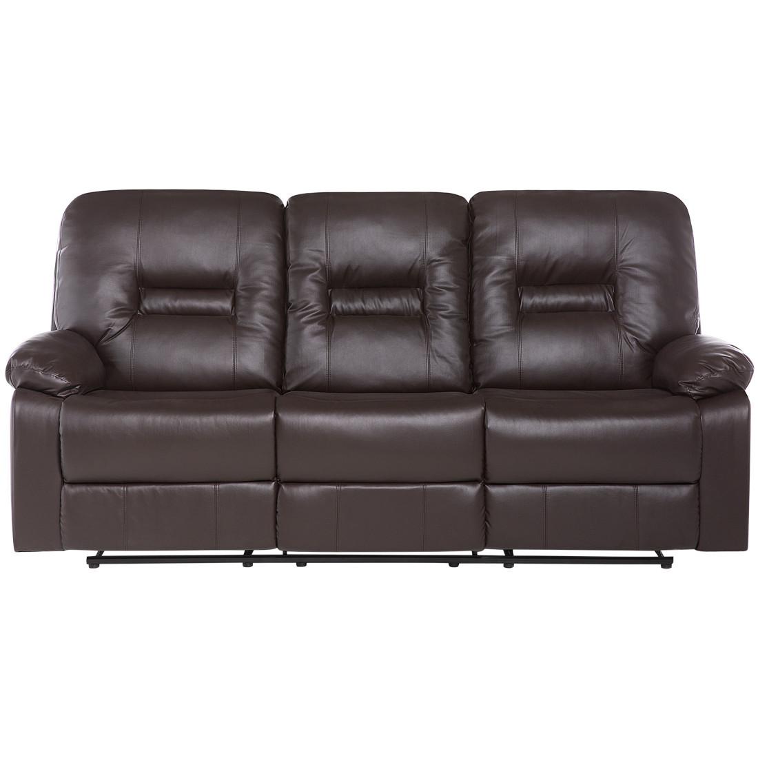 3-SITZER-SOFA Kunstleder Braun Bergen - Dunkelbraun, Kunststoff/Textil (204/101/73cm) - Beliani