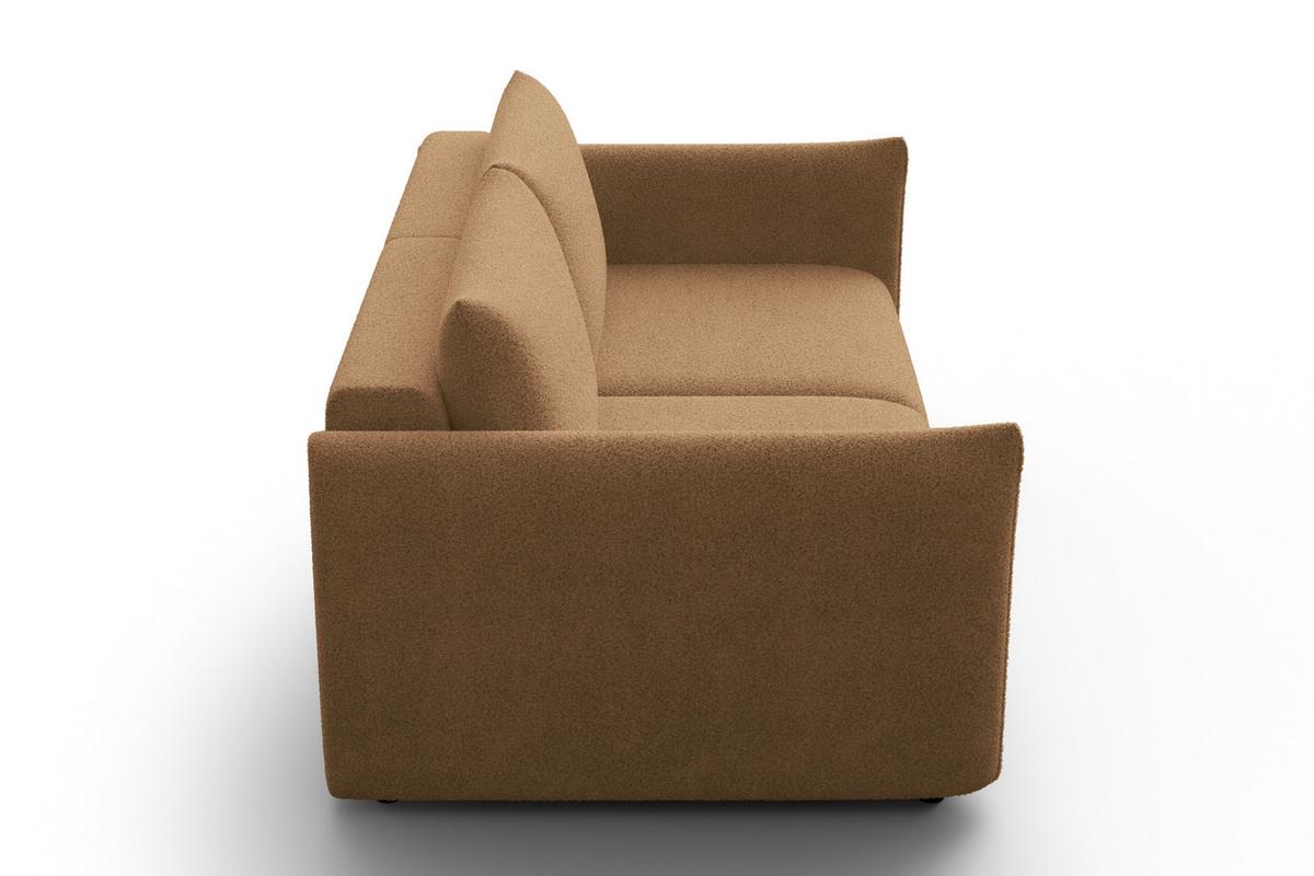 SOFA TAUER 3-Sitzer, Bouclé-Stoff braun - Schwarz/Braun, Holz/Textil (206/84/112cm) - Courtois Laville