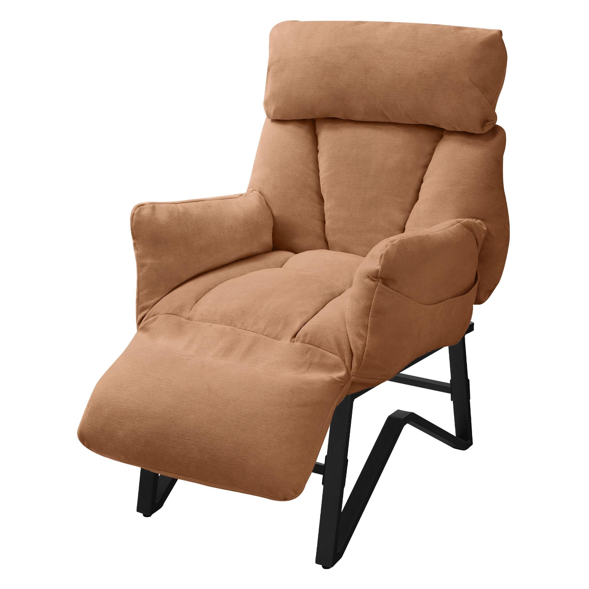 SESSEL mit Liegefunktion Braun Leinenbezug Relaxsessel verstellbar für Wohnzimmer - Schwarz/Braun, Textil/Metall (85/102/82cm) - ML-DESIGN
