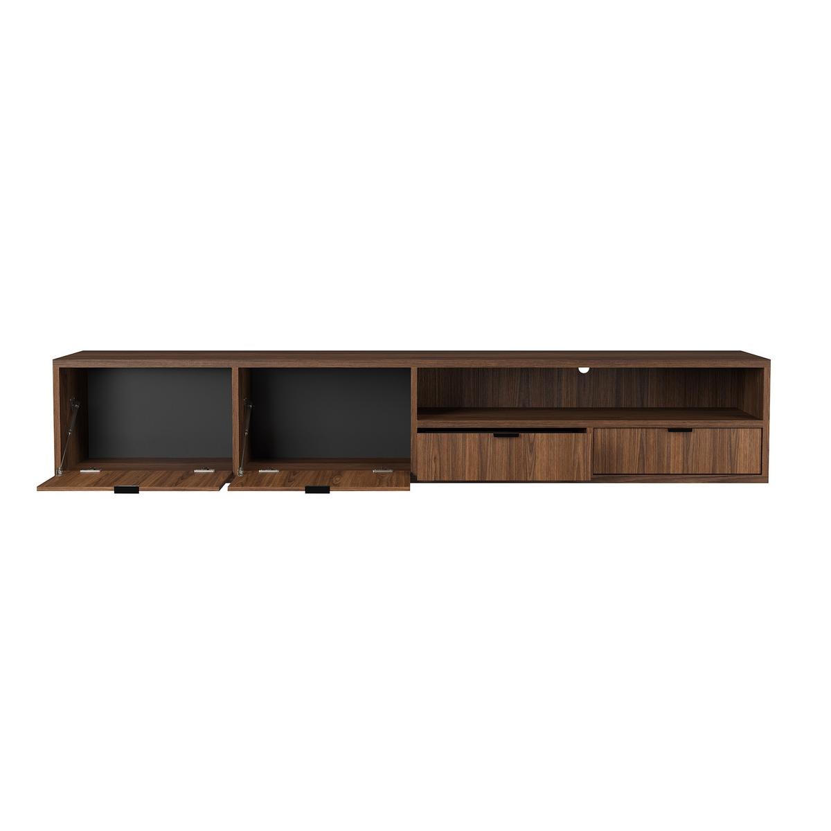 HÄNGELOWBOARD Evron mit 2 Schubladen und 2 Türen, 200 cm, Walnuss - Walnussfarben, Holzwerkstoff (200/35/40cm) - Beautysofa