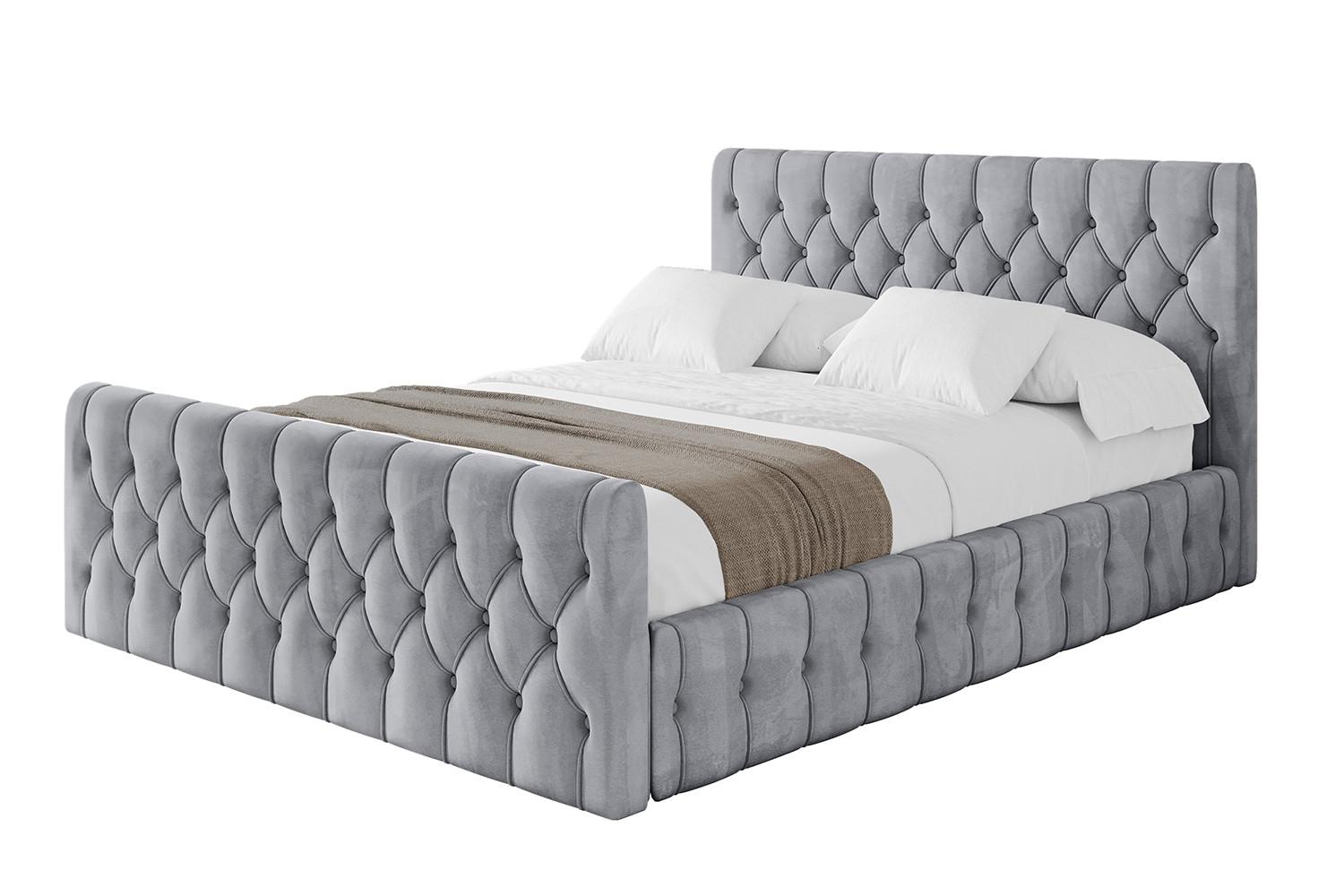 POLSTERBETT mit Bettkasten, Fußteil und Lattenrost, Boxbett ohne Matratze - LARO-Z 180x200 Hellgrau - Hellgrau, Holzwerkstoff/Textil (180/200cm) - ALTDECOR