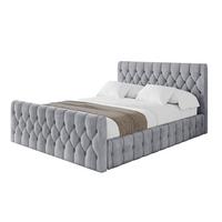 POLSTERBETT mit Bettkasten, Fußteil und Lattenrost, Boxbett mit Matratze H3/H4 - LARO-Z 180x200 Hellgrau - Hellgrau, Holzwerkstoff/Textil (180/200cm) - ALTDECOR