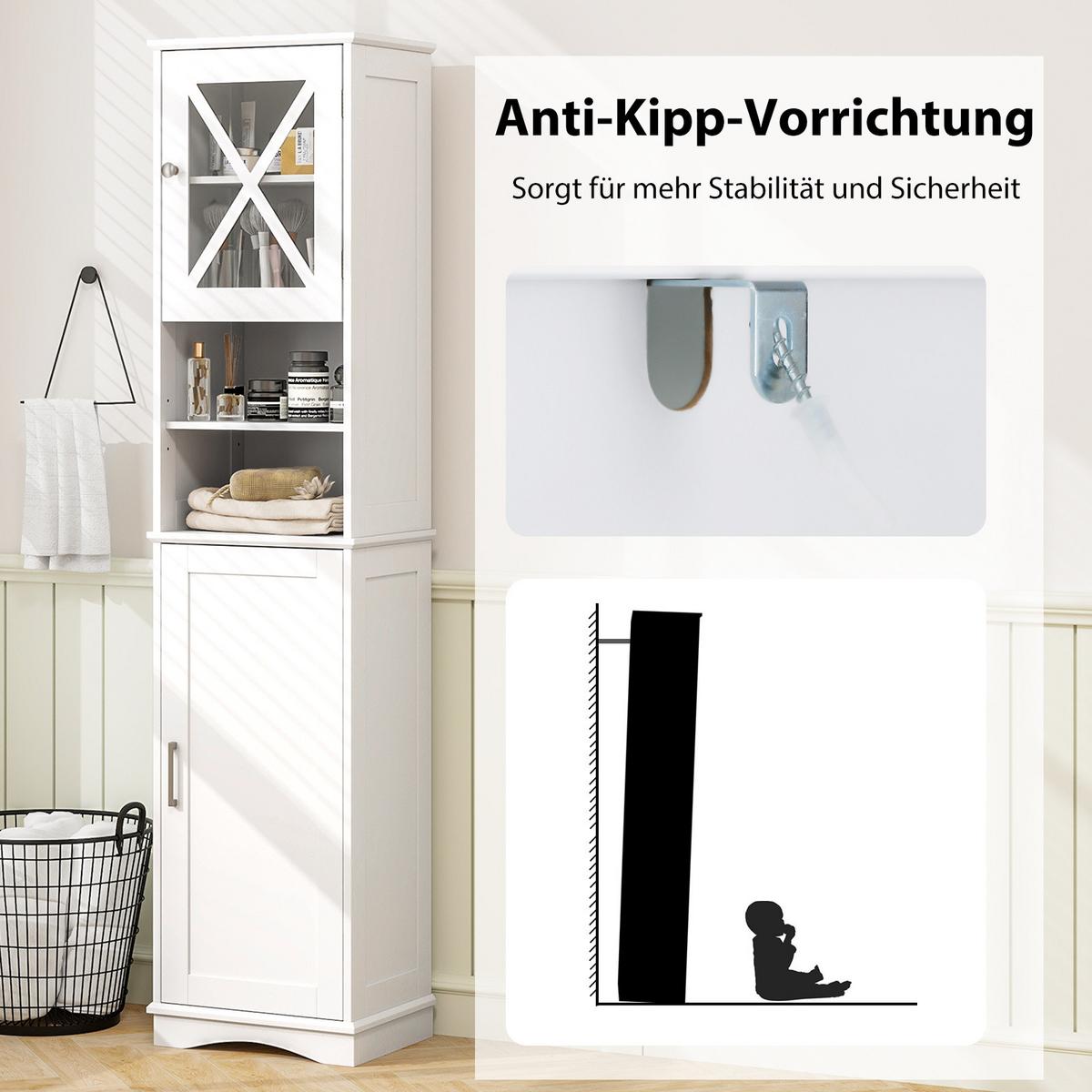 BADEZIMMERSCHRANK Weiß - Weiß, Holzwerkstoff (40/170.5/30cm) - COSTWAY