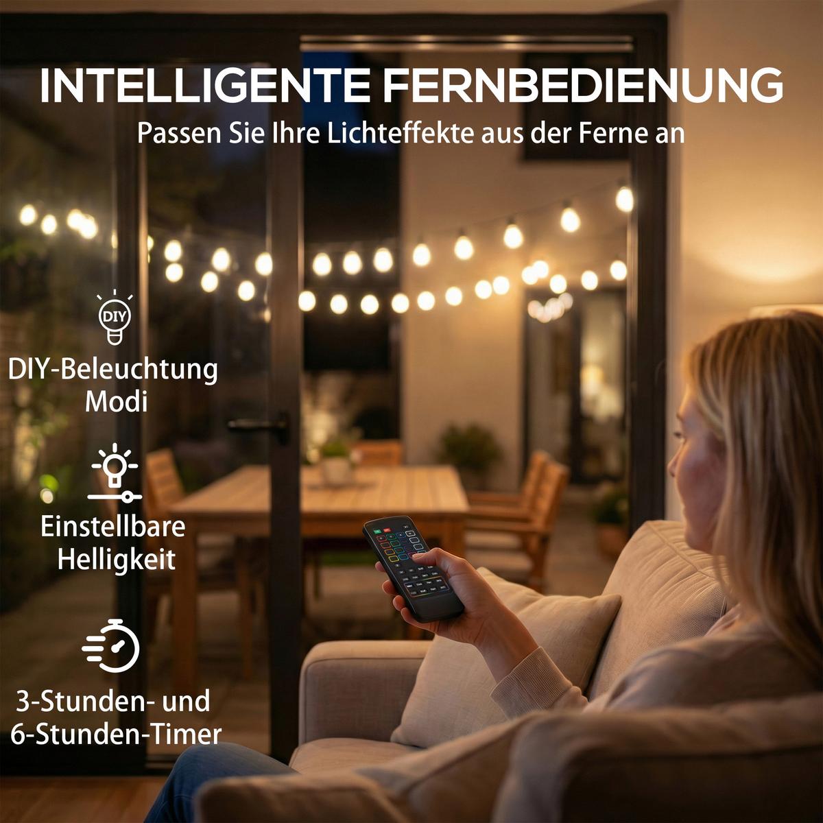 LICHTERKETTE aus PET 18 m Schwarz - Schwarz, Kunststoff (1800cm) - HOMCOM