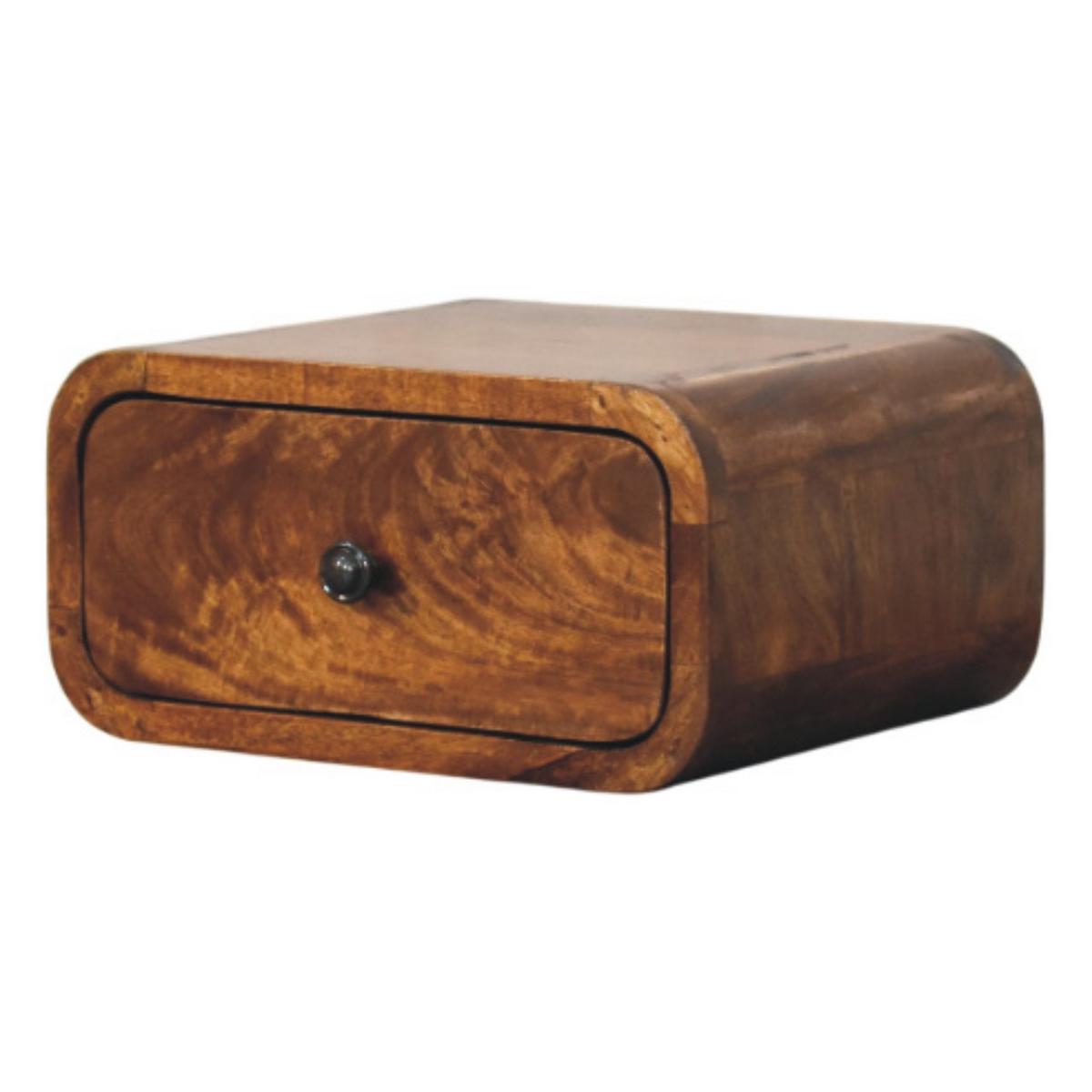 NACHTTISCH Avora Wandmontiert mit 1 Schublade, Braun - Messingfarben/Braun, Holz/Metall (30/15/25cm) - Artisan Furniture