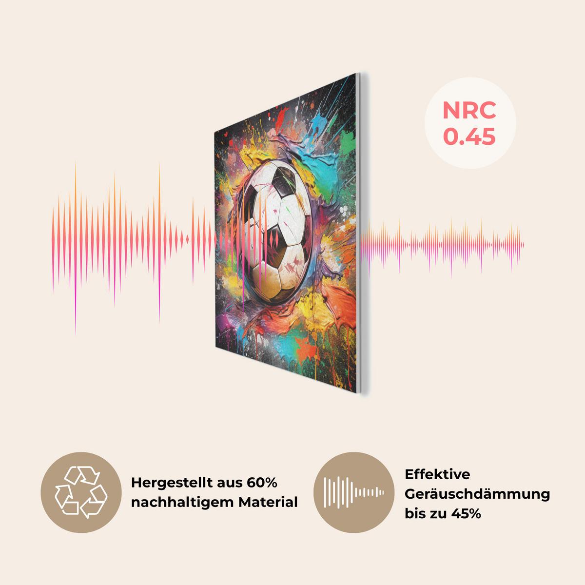 AKUSTIKBILD Fußball - Farbe - Farben - Schwarz - Weiß Akustikpaneele 80x80 cm - Weiß, Kunststoff (80/80/0.9cm) - MuchoWow