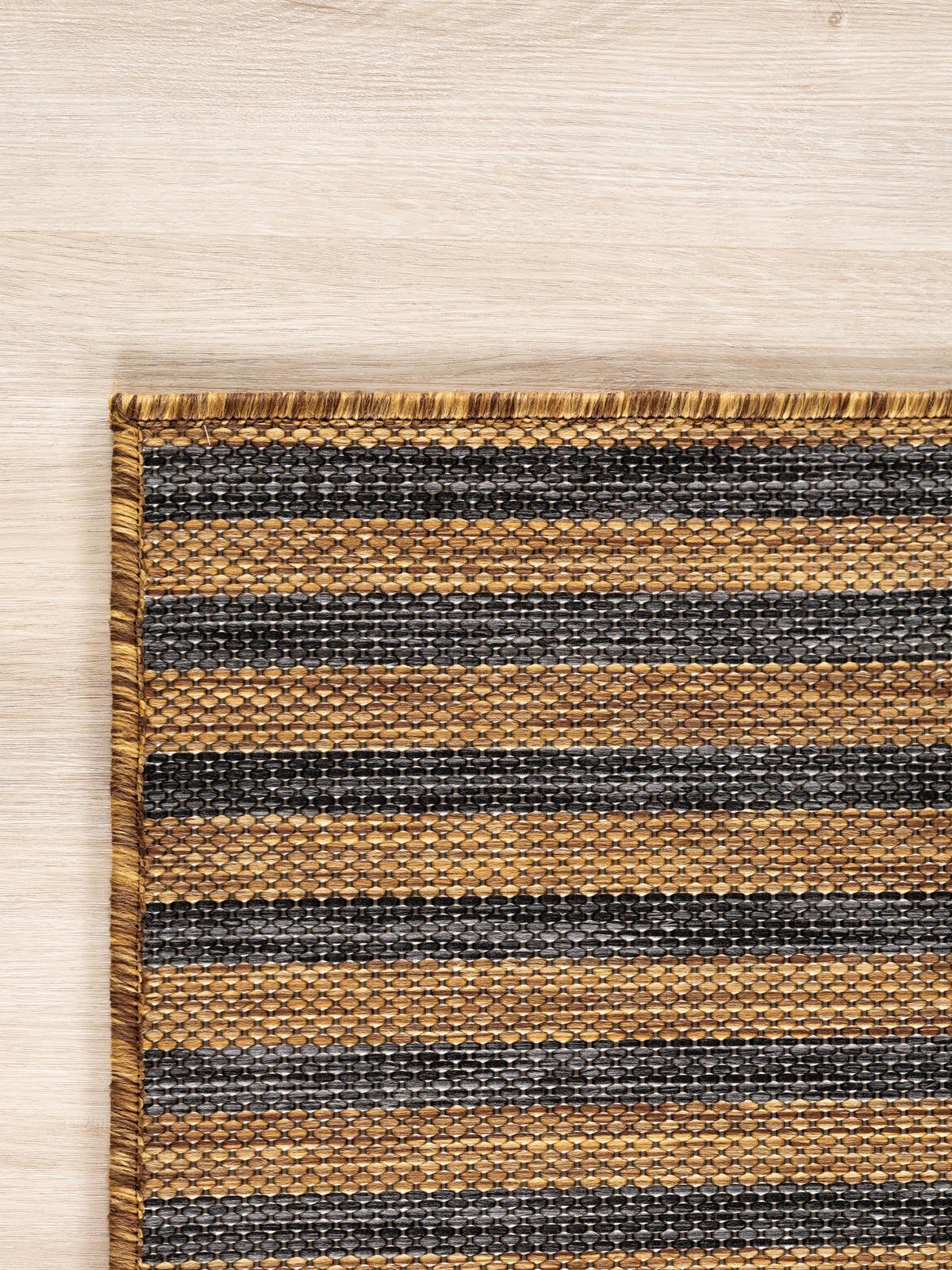 TEPPICH Flachgewebe, Outdoor, Fußbodenheizung-geeignet, mit Bogenmuster, VIGOLENO in Braun-Schwarz, 200 x 280 cm - Braun, Textil (200/280cm) - KADIMA DESIGN