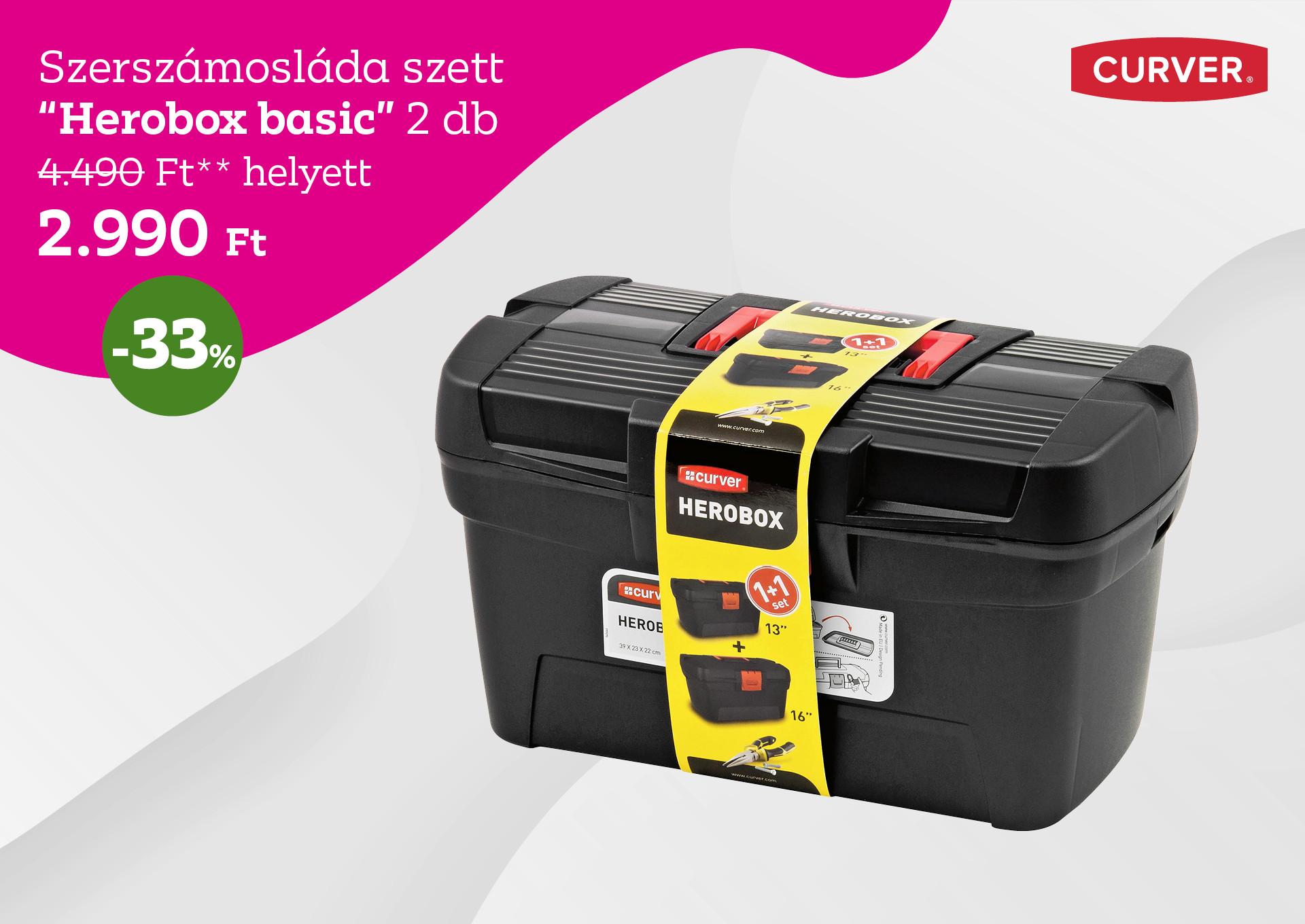Szerszámosláda szett HEROBOX BASIC 2db 4490 Forint helyett 2990 Forint, kedvezmény mértéke 33%