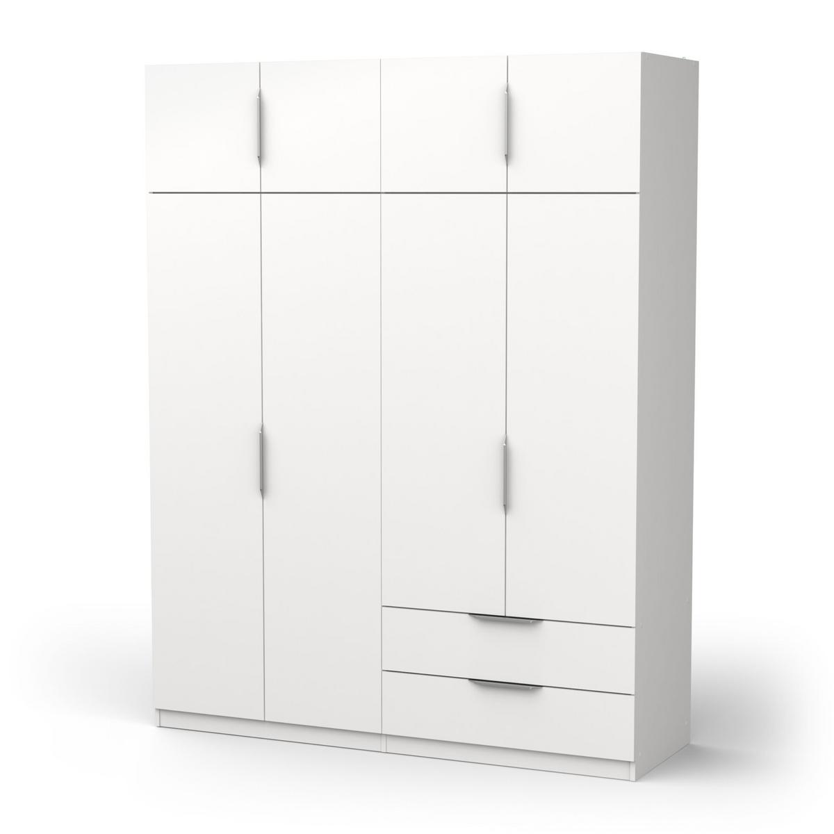KLEIDERSCHRANK 8 Türen und 2 Schubladen L157,3 cm - Ghost - Weiß, Holzwerkstoff (51.1/203/166.5cm) - Demeyere