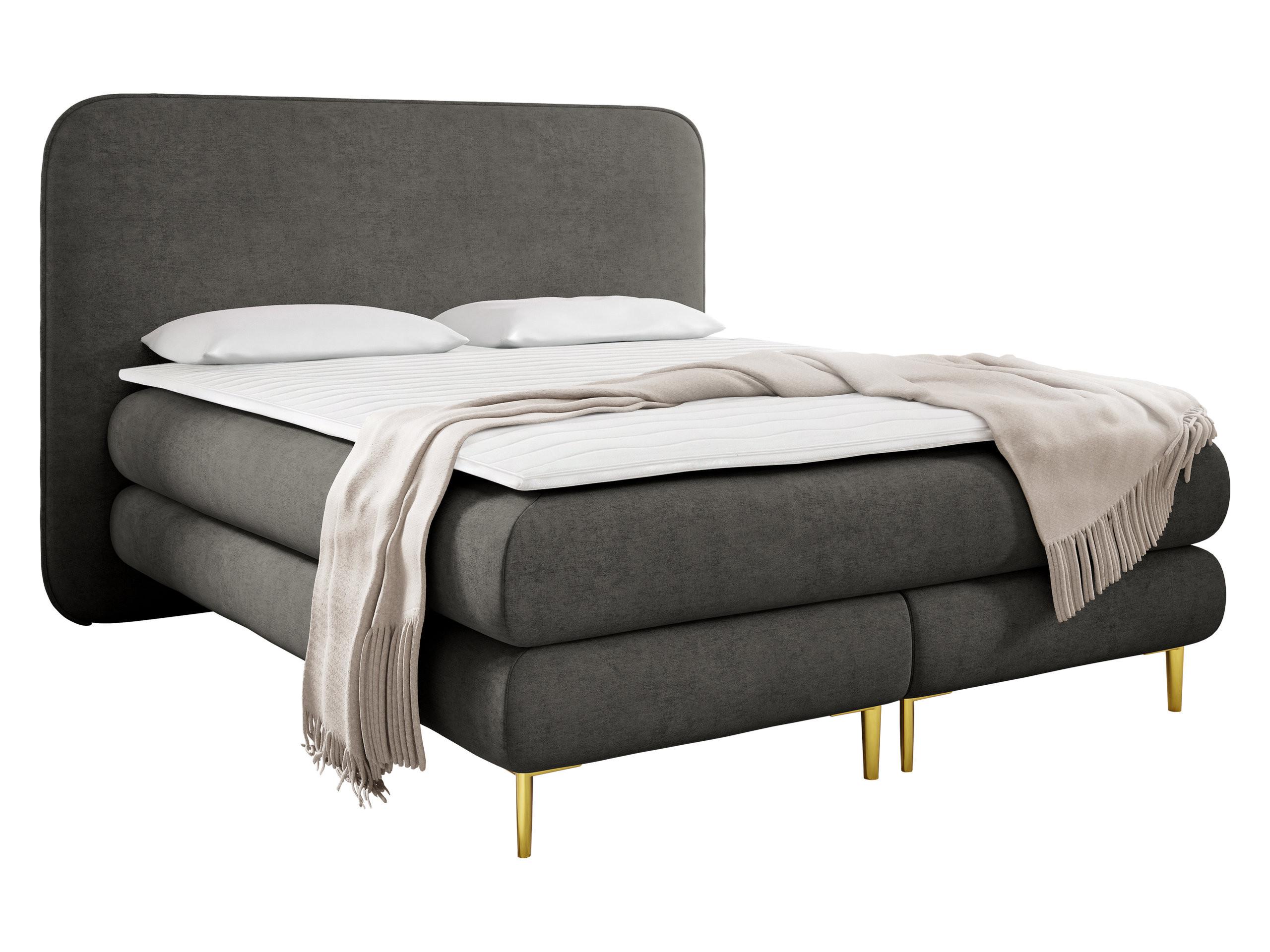 BOXBETT Amaretto - H3 - Dunkelgrau/Goldfarben, Holz/Textil (140/200cm) - MIRJAN24