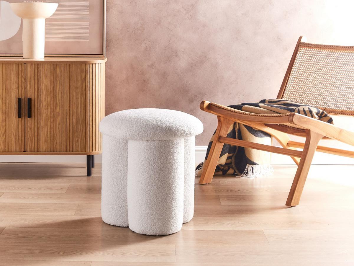 POUF Cremeweiß Carrington - Weiß, Textil (40/45/40cm) - Beliani