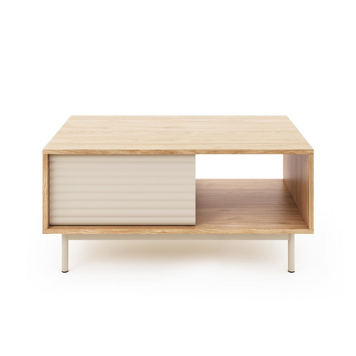 COUCHTISCH Terra mit 2 Türen, Kaschmir/geölte Eiche - Kaschmir, Holzwerkstoff/Metall (60/100/47cm) - Beautysofa