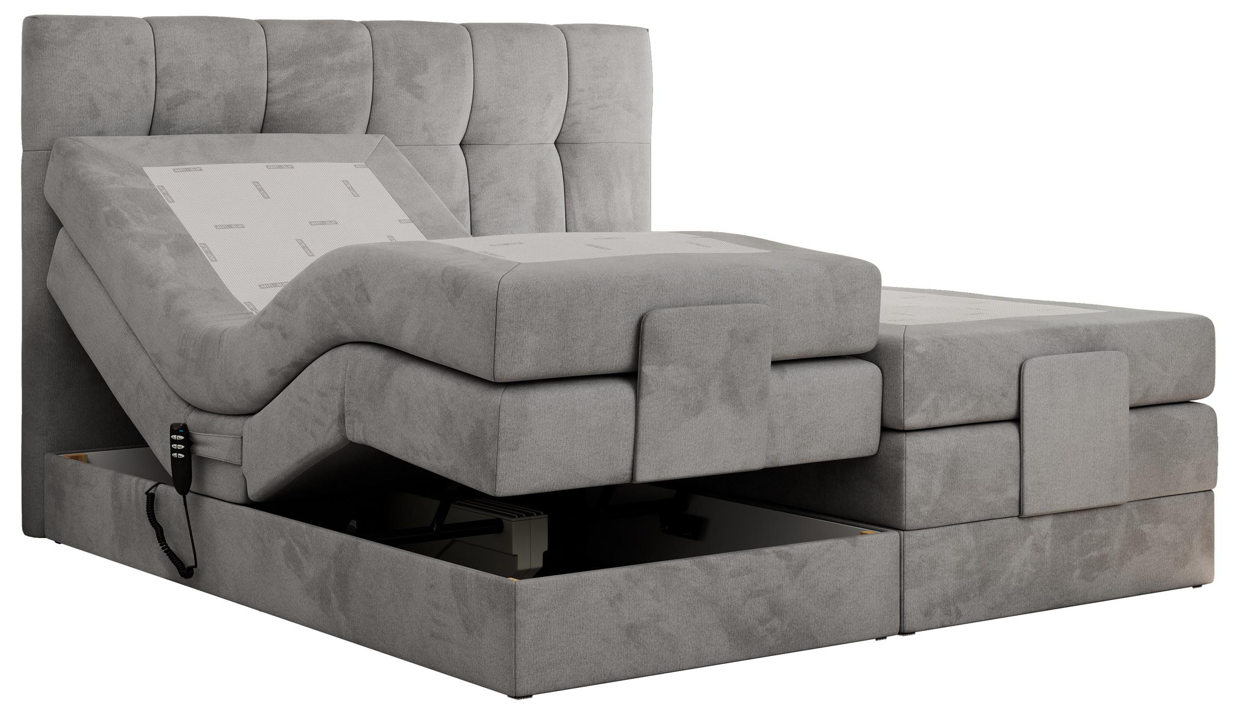 BOXBETT VITTORIA 200/200 - Hellgrau Velvet - H3 - Hellgrau, Holz/Textil (200/200cm) - MKS