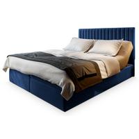 BOXBETT MURLO 200x200 cm mit Matratze und Topper, H2+H3 - Blau - Blau, Holz (200/200cm) - MASSENO