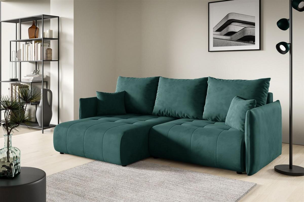 ECKSOFA Canio - Grün, Holzwerkstoff/Textil (221/153cm) - Fun Möbel