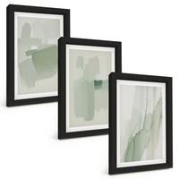 BILDER SET 3er Set - 20x30 cm Schwarzer Rahmen - Abstrakte Aquarellmuster - Schwarz, Kunststoff (20/30cm) - TULUP