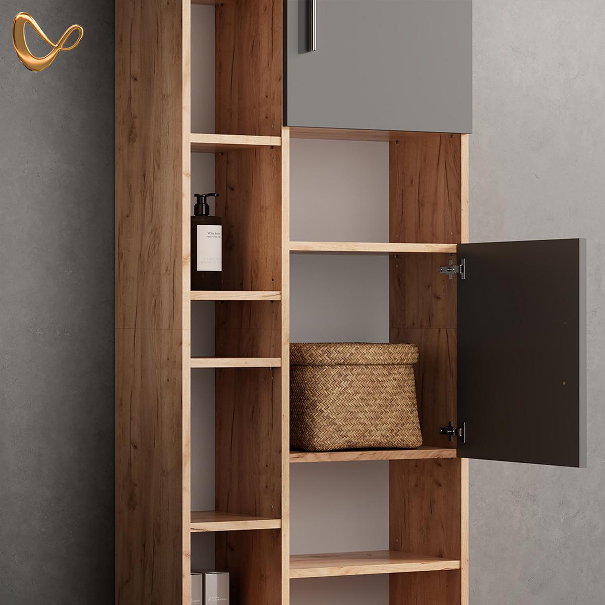 BADMÖBEL-SET Eisak Eiche 3 Teile, mit Unterschrank 60 cm - Eichefarben, Holzwerkstoff (60/60/33cm) - Livinity®