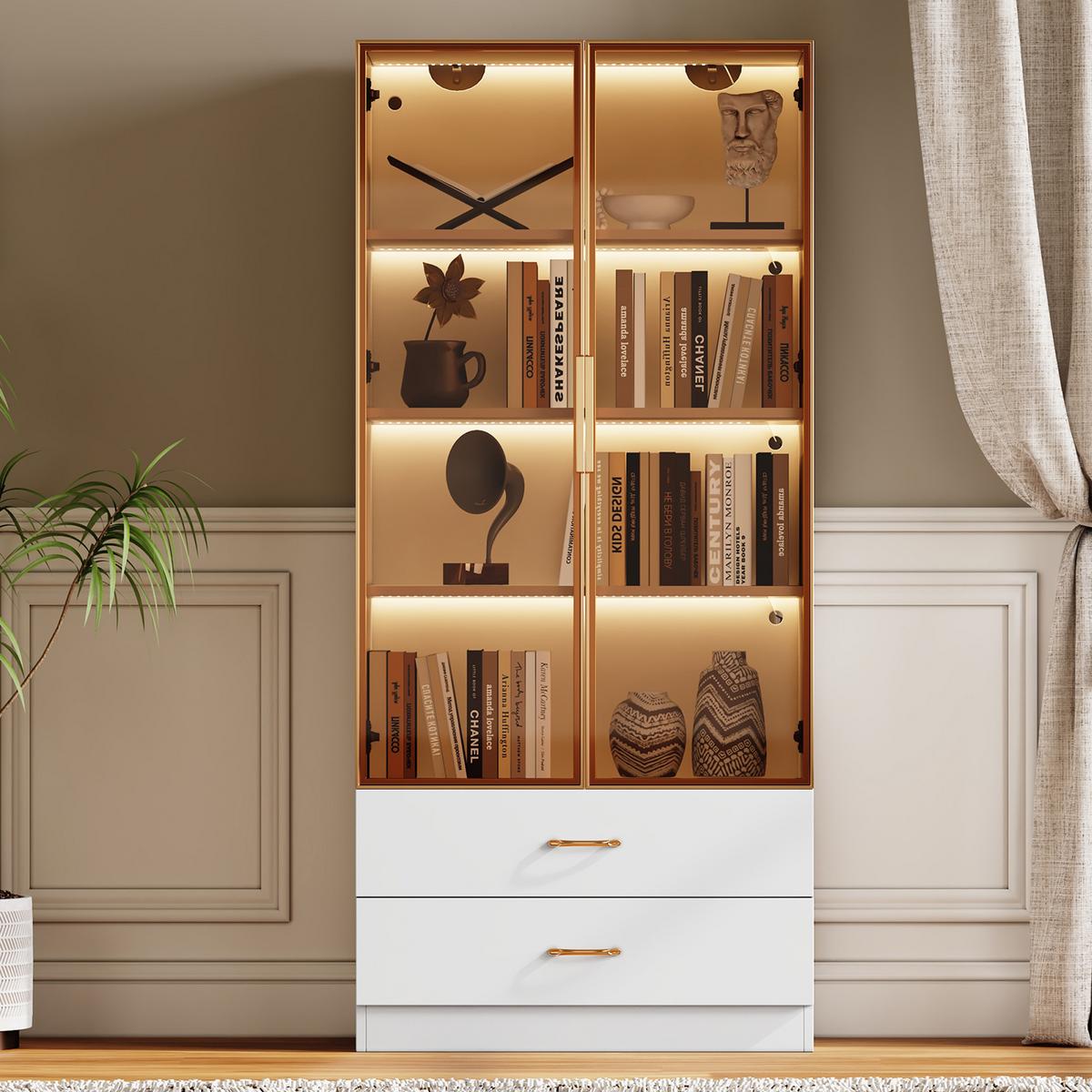 VITRINENSCHRANK in Weiß 74/34.5/170 cm - Weiß, Glas/Holzwerkstoff (34/170/70cm) - Urban Meuble