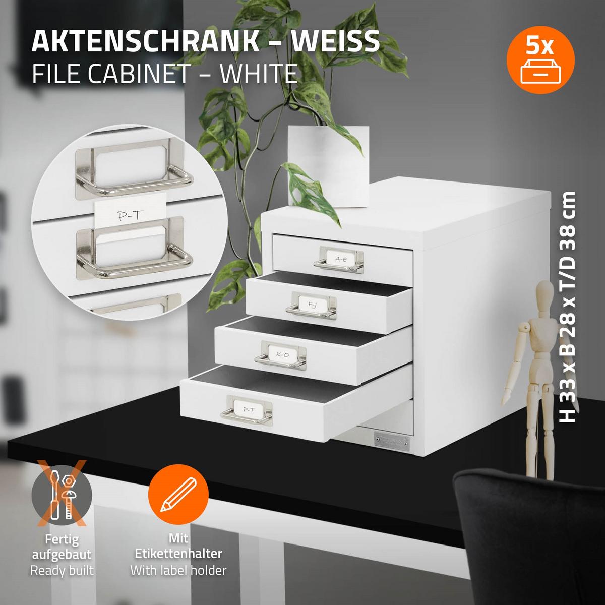 SCHUBLADENBOX - Weiß, Metall (28/38/33cm) - ML-DESIGN