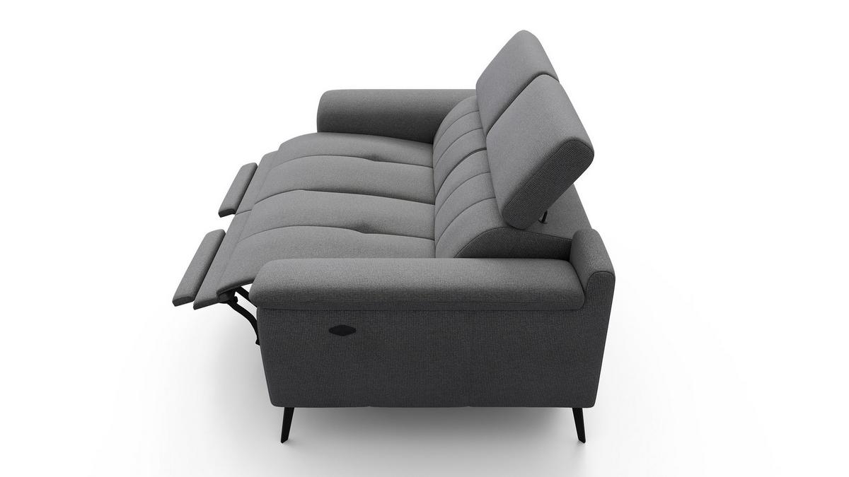 RELAXSOFA FIERO 2-Sitzer mit 2 Relaxfunktionen, grau - Schwarz/Grau, Holzwerkstoff/Textil (170/82/103cm) - Wozimo