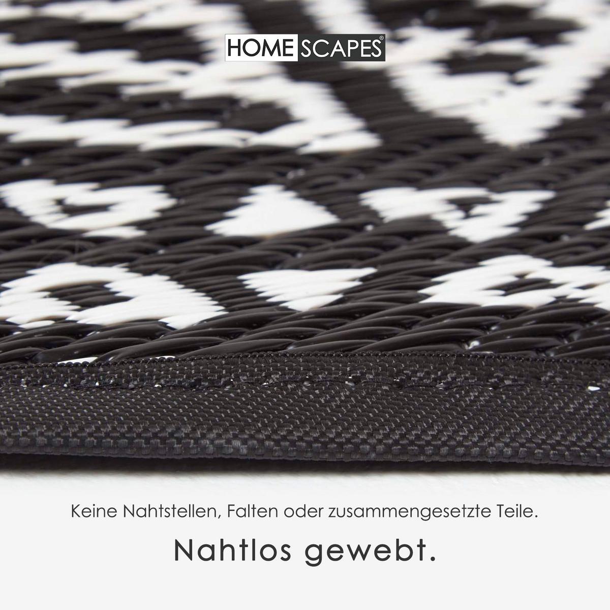 OUTDOORTEPPICH Ethno-Muster rund 180 cm - Schwarz, Kunststoff (180/180cm) - Homescapes