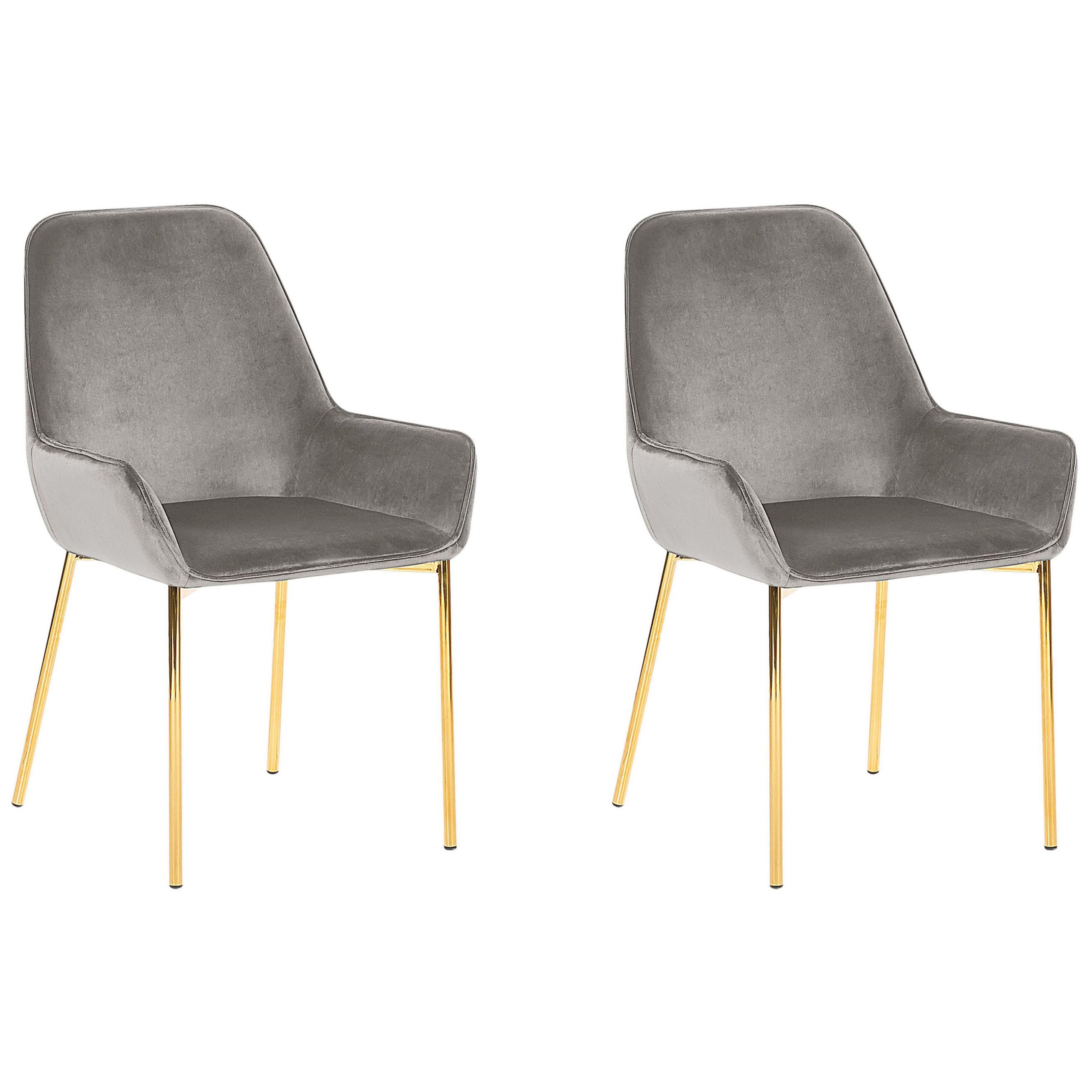 ESSZIMMERSTUHL 2er-Set Samtstoff Grau Loverna - Grau, Textil/Metall (56/89/59cm) - Beliani