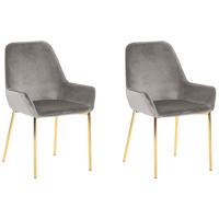 ESSZIMMERSTUHL 2er-Set Samtstoff Grau Loverna - Grau, Textil/Metall (56/89/59cm) - Beliani