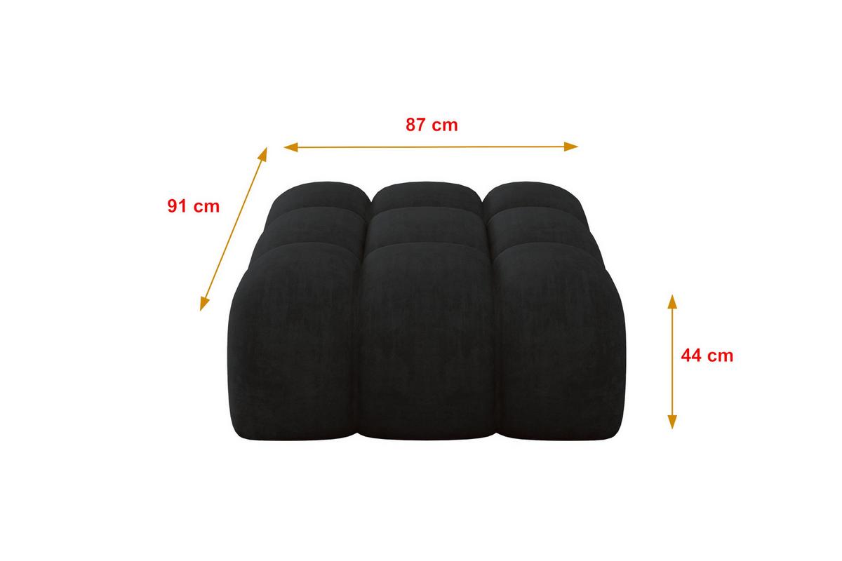 POUF OLEA-PUF 91x87x44 cm Schwarz Velours Modular Sitzhocker - Schwarz/Graphitfarben, Holzwerkstoff/Kunststoff (91/44/87cm) - ALTDECOR