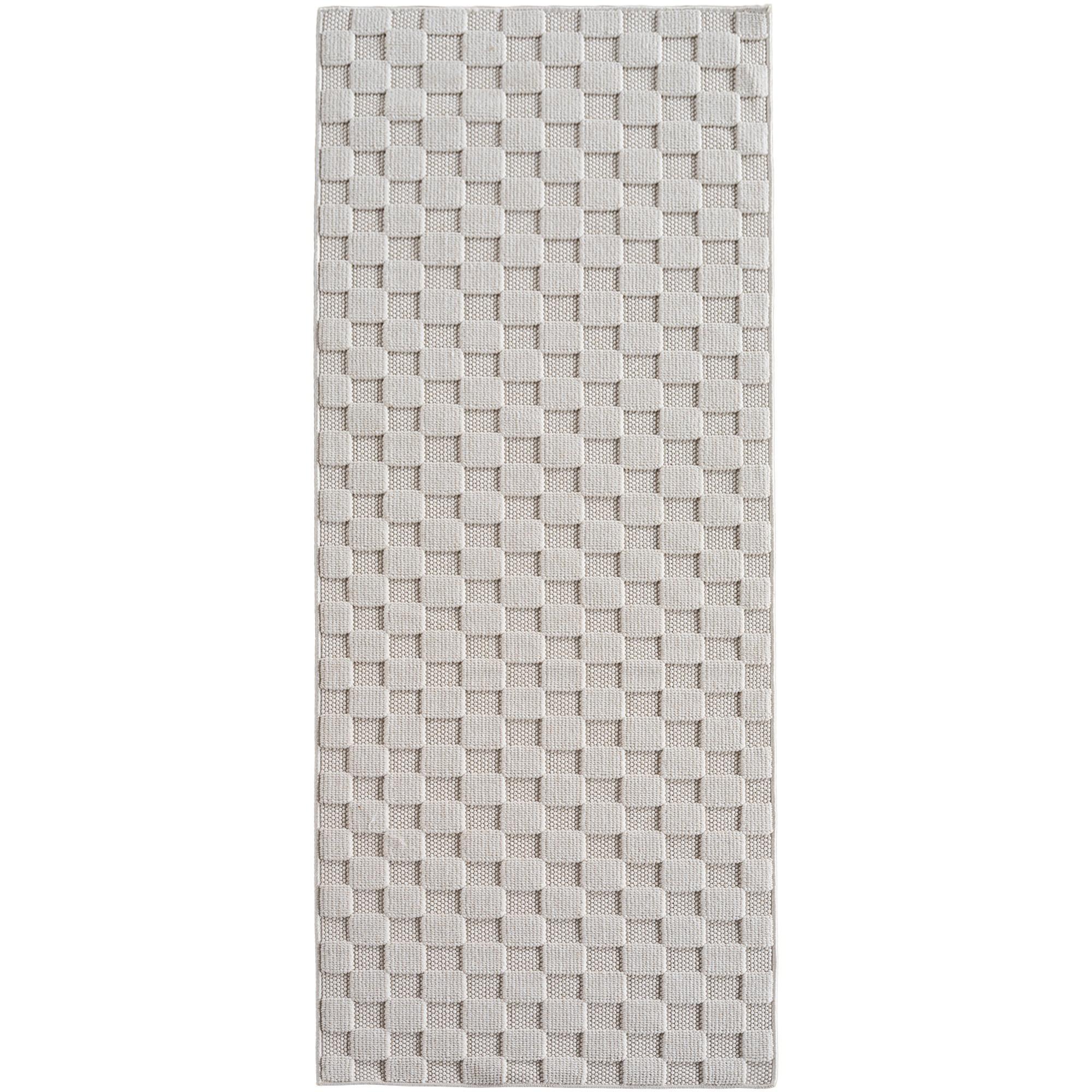 TEPPICH Flachgewebe LANGAU in Creme, mit Schachbrettmuster, 80 x 250 cm - Creme, Textil (80/250cm) - KADIMA DESIGN