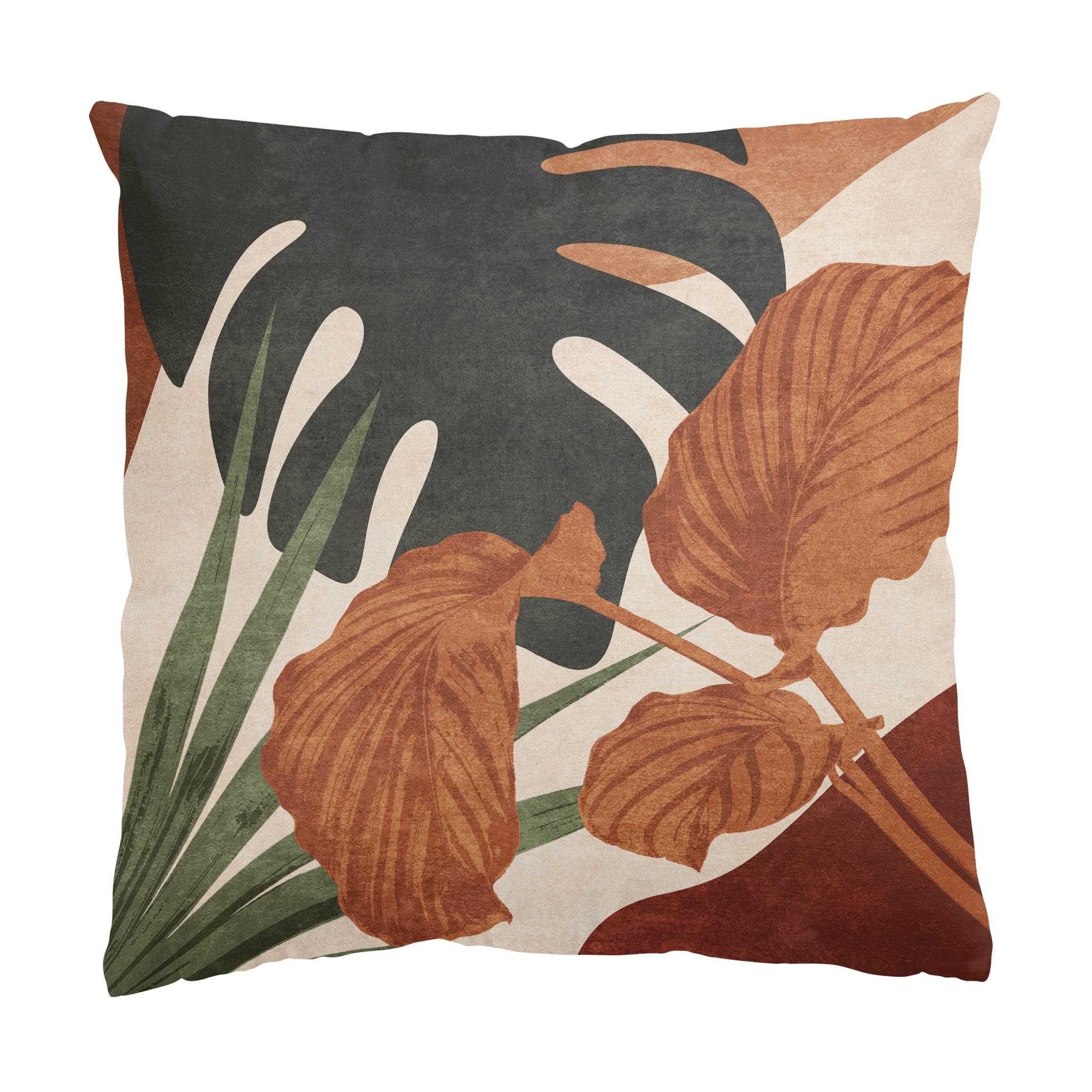KISSENBEZUG Tropische Boho Blätter 40/40 cm - Beige, Textil (40/40cm) - Bilderwelten