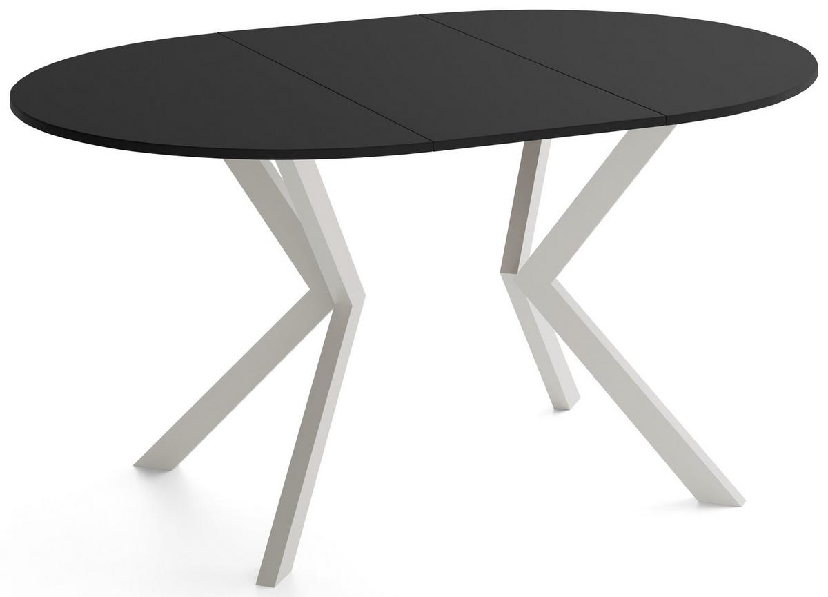 ESSTISCH Valio rund oval ausziehbar verlängerbar mit Metallbeinen in Kaschmir Grau, Schwarz 100-140/100/76 cm - Kaschmir/Beige, Holzwerkstoff/Metall (100/140/76cm) - WFL GROUP