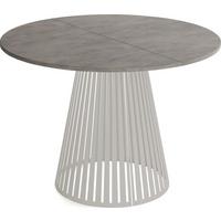 ESSTISCH Naro rund ausziehbar mit Lamellen-Metallgestell in Grau-Beige, Beton-Optik Dunkelgrau 120-200/120/76 cm - Kaschmir/Dunkelgrau, Holzwerkstoff/Metall (120/196/76cm) - WFL GROUP