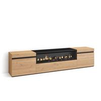 LOWBOARD mit Elektrokamin, Eiche, Schwarz, 200/35/45cm - Eichefarben, Holzwerkstoff (200/45/35cm) - Skraut Home