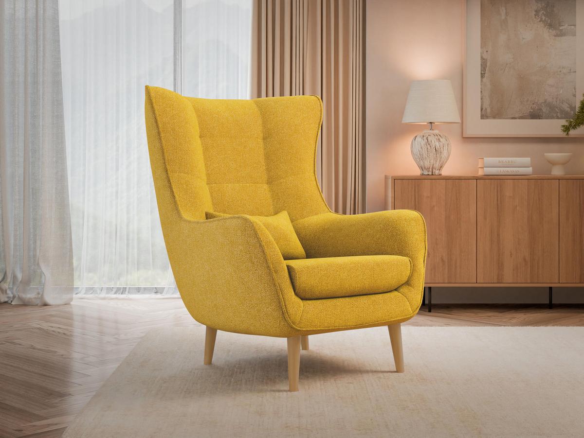 SESSEL Estjano - Gelb/Beige, Holz/Textil (80/106/95cm) - MIRJAN24